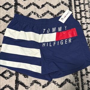 Tommy Hilfiger Navy Swim Shorts with Red and White Stripes Fully lined, NWT